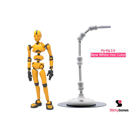 1 Stickybones Figure & 1 White Fly-Rig 2.0 | Poseable Magnetic